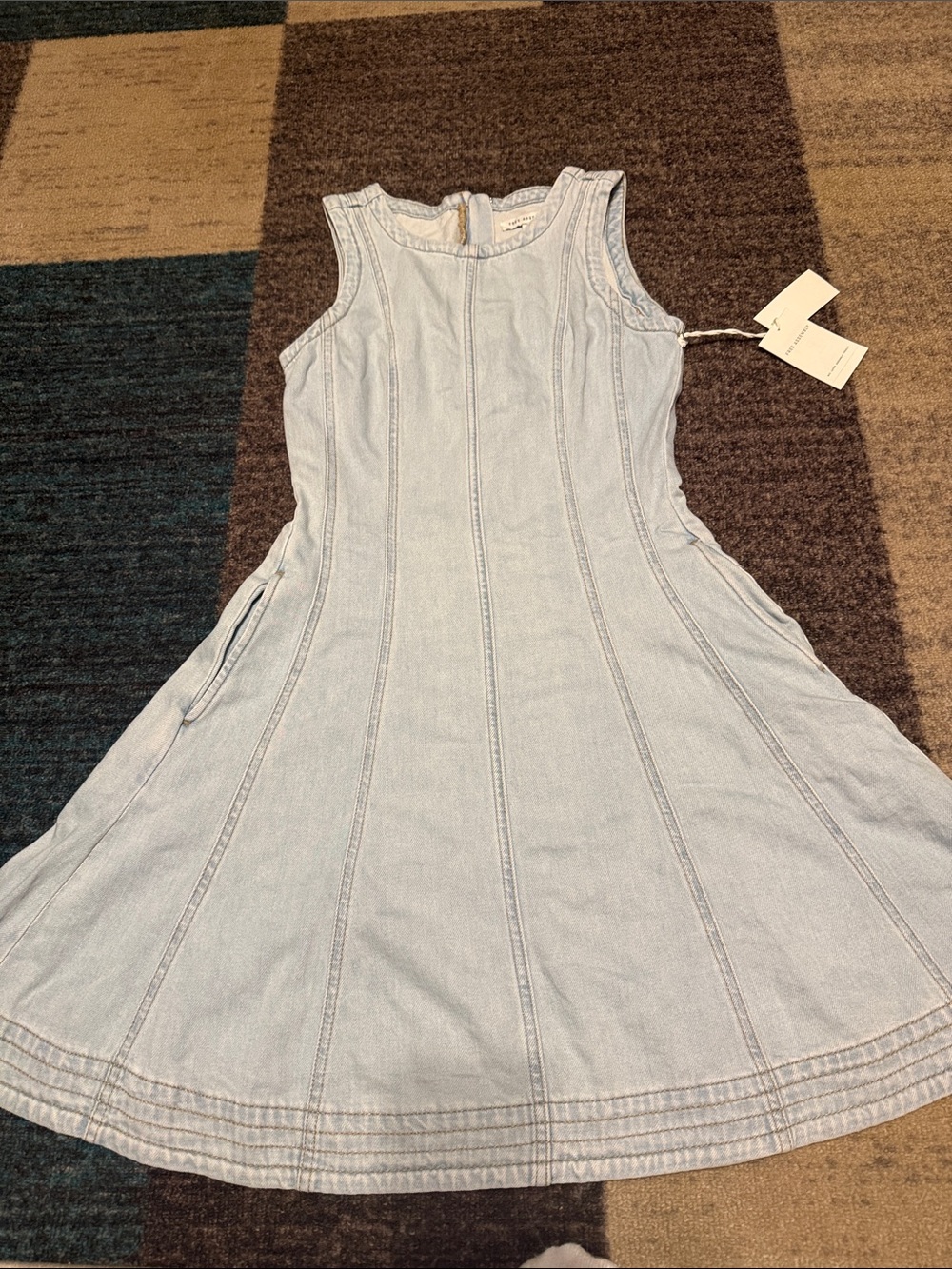 Free Assembly Light Blue Denim A-Line Sleeveless Dress